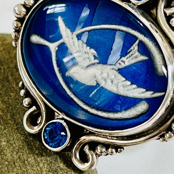 Blue and Silver Bird Ring